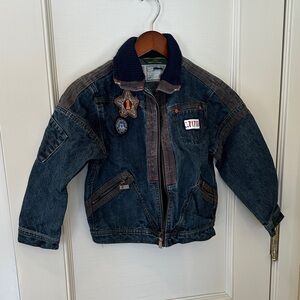 Vintage Oilily Kids Denim Jacket with Patches SZ 140 US Size 10